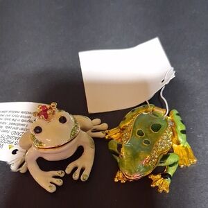 Frog Trinket Box Set with Rhinestones New
